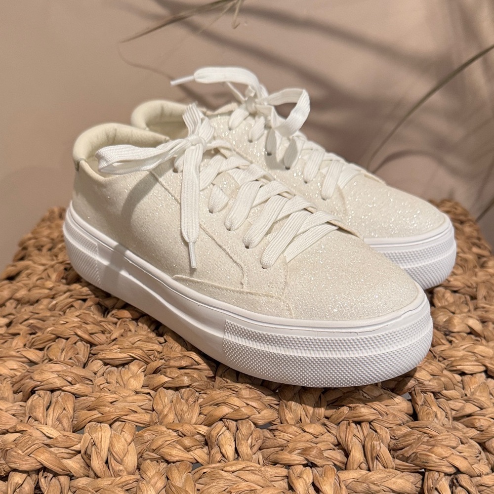 Hey Girl by Corky’s Women's White Glitter Sneakers Size 7